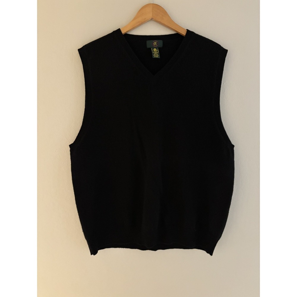 Club Room 100% Wool Sweater Vest Black XL Preppy Academia‎ Old Money GrandpaCore